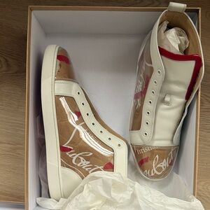 Christian Louboutin White and Red Signature Sneakers